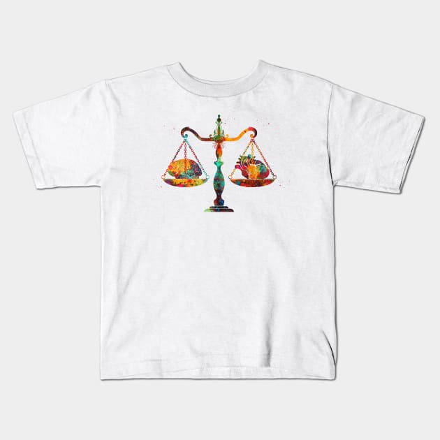 Scales heart and brain Kids T-Shirt by erzebeth